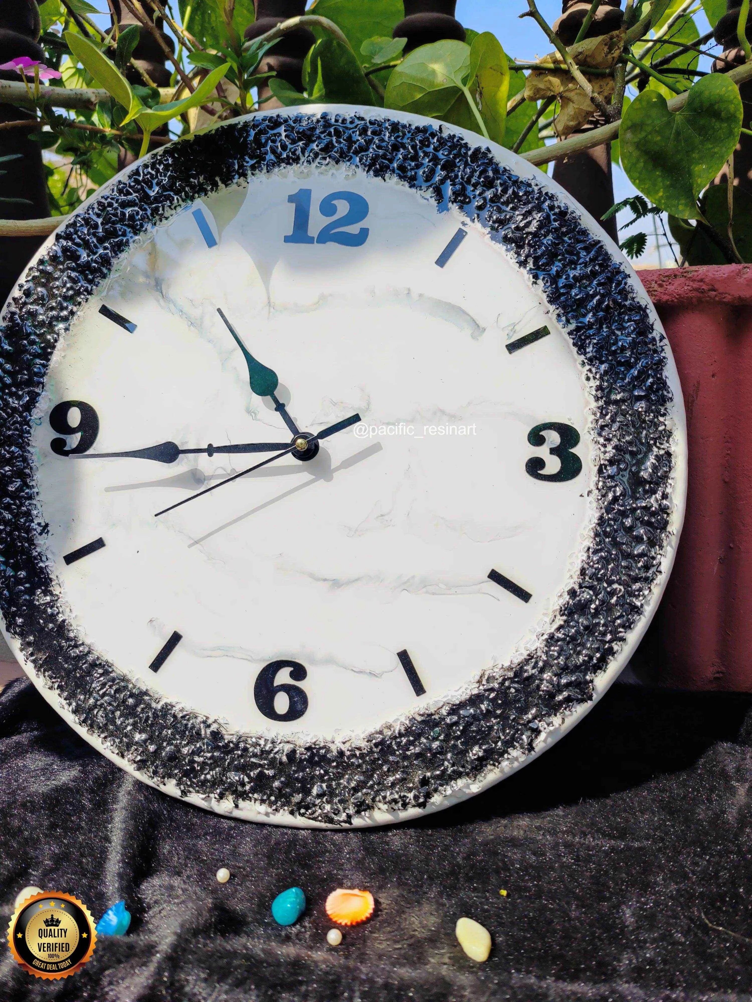 Curvy Black Resin wall clock | Premium Epoxy Art - Pacific Resin Art