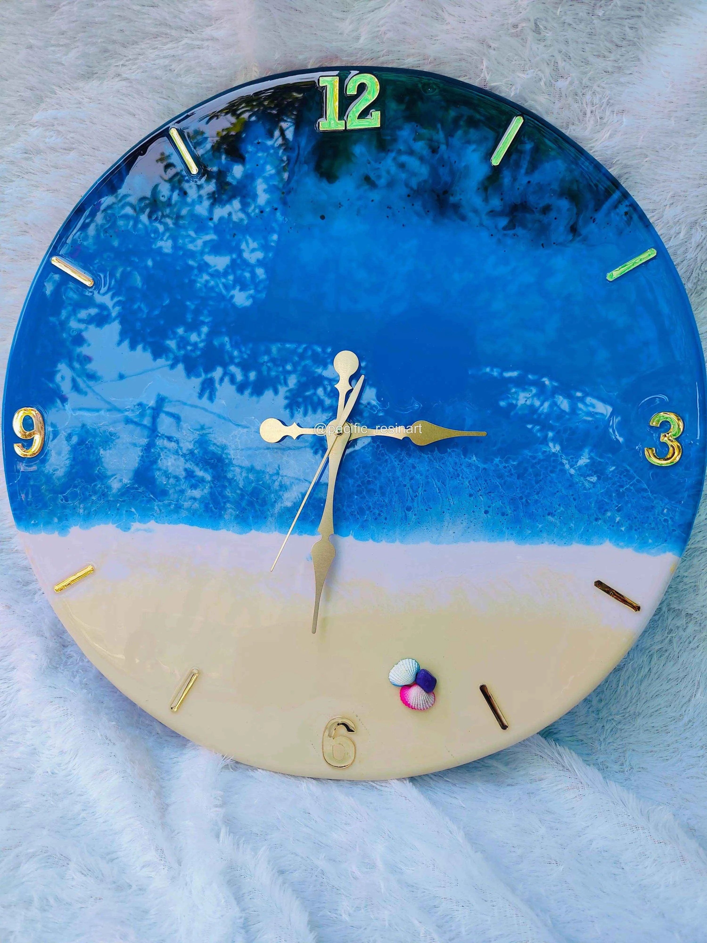 Beach Ocean Numeric Resin wall clock - Pacific Resin Art