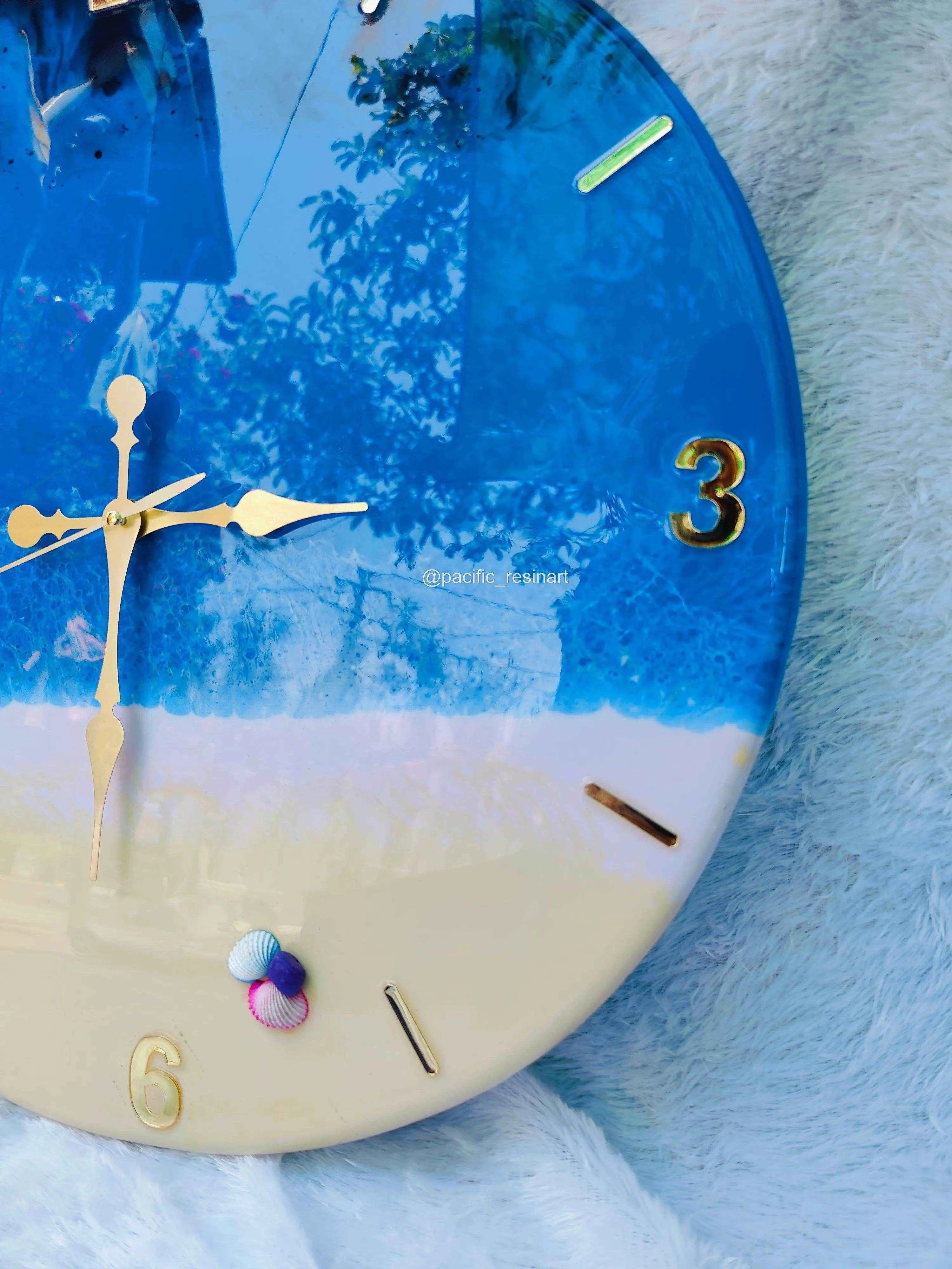 Beach Ocean Numeric Resin wall clock - Pacific Resin Art