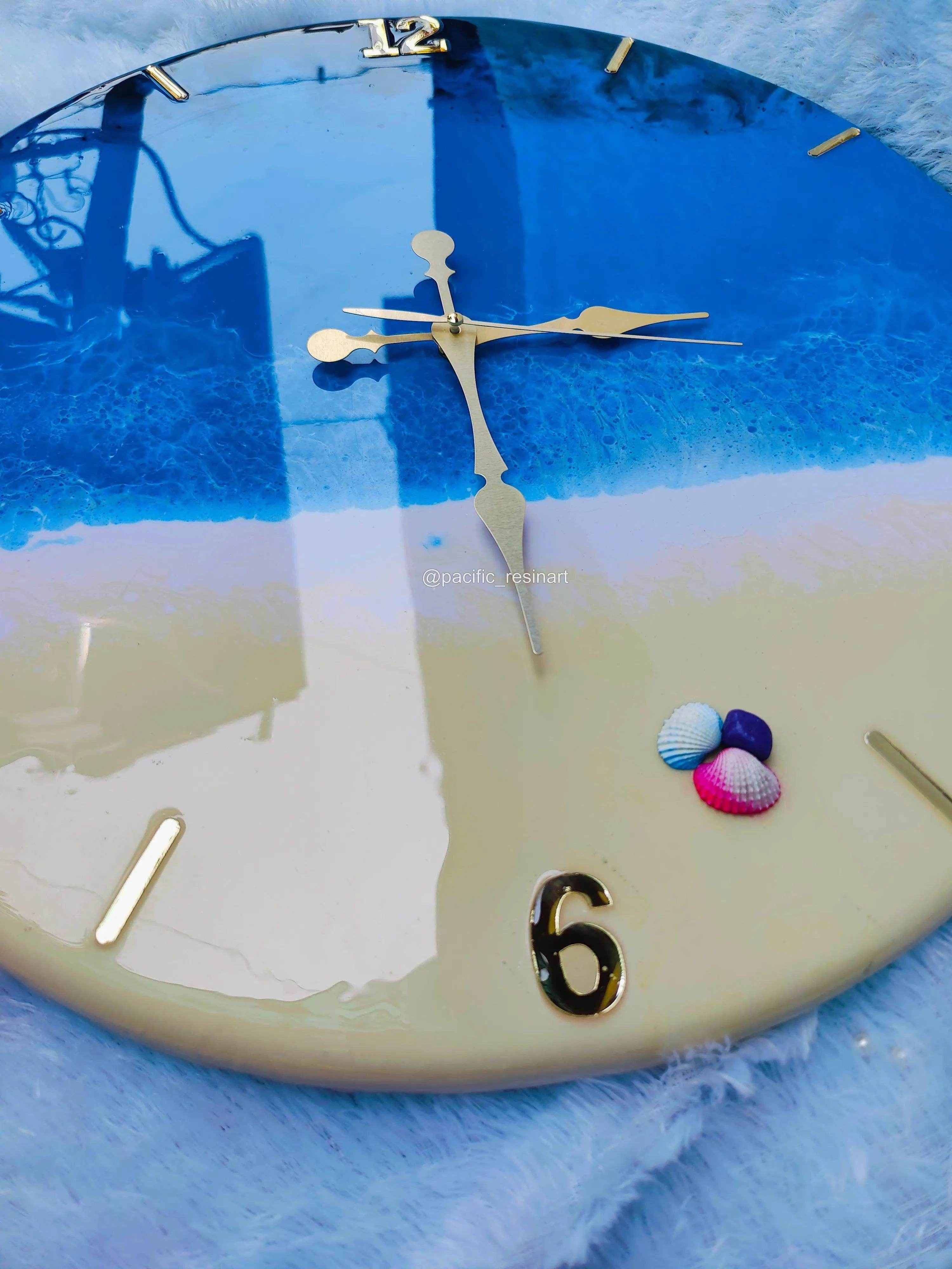 Beach Ocean Numeric Resin wall clock - Pacific Resin Art