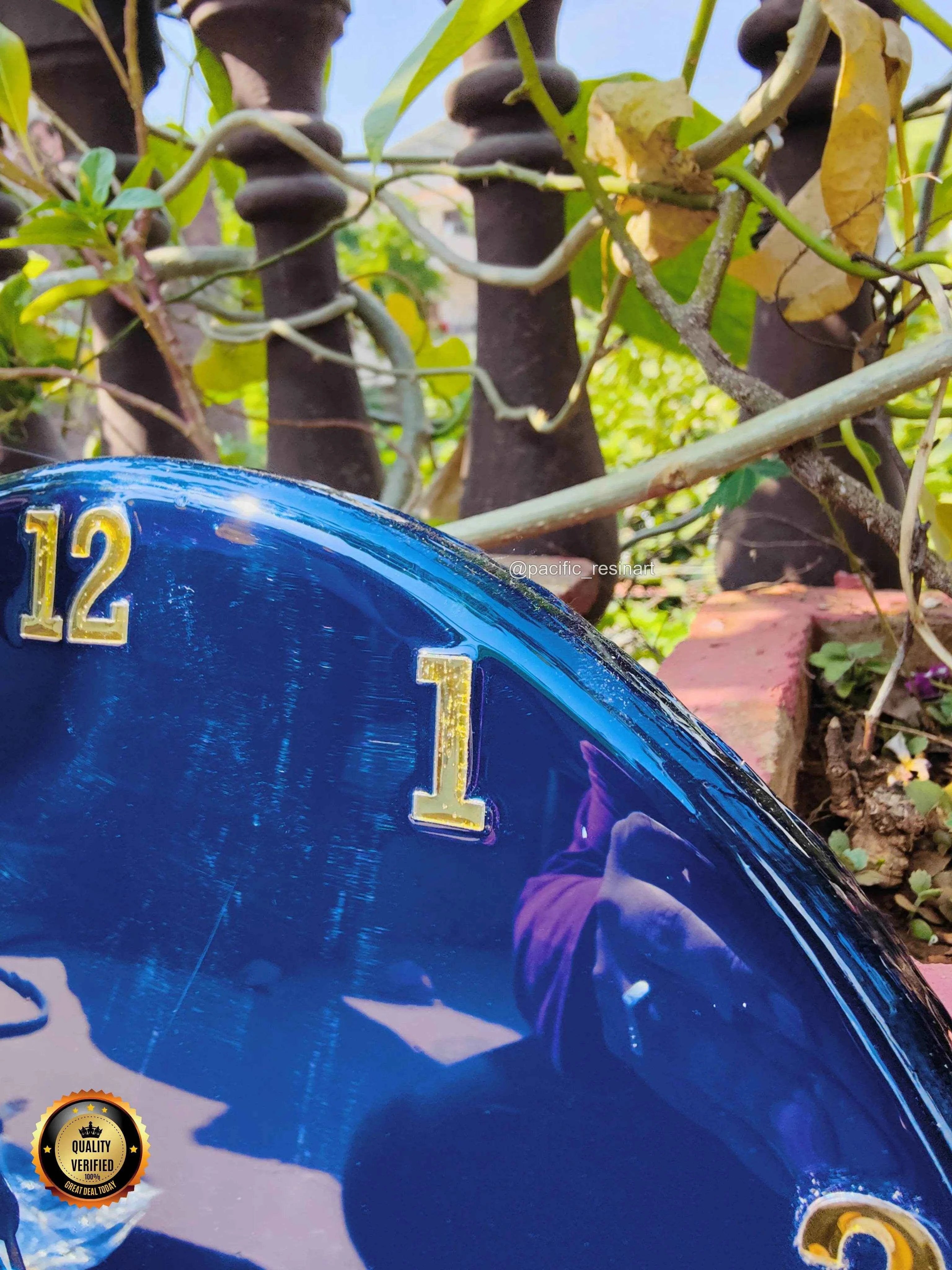 Lightning Blue Numeric Resin wall clock | Premium Epoxy Wall Clock - Pacific Resin Art