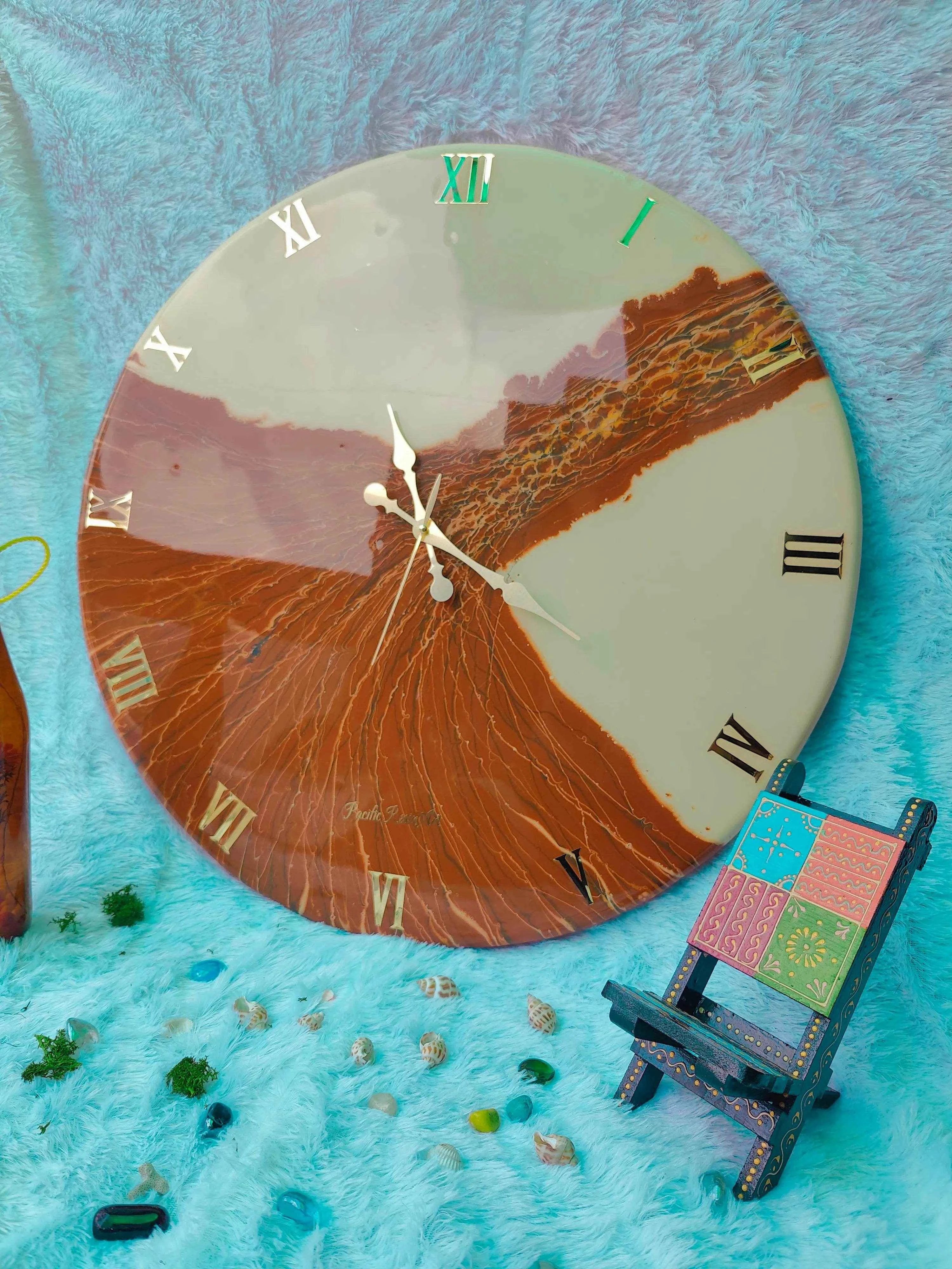 Flush Brownie Resin Wall Clock | Unique Wall Clocks For Decor - Pacific Resin Art