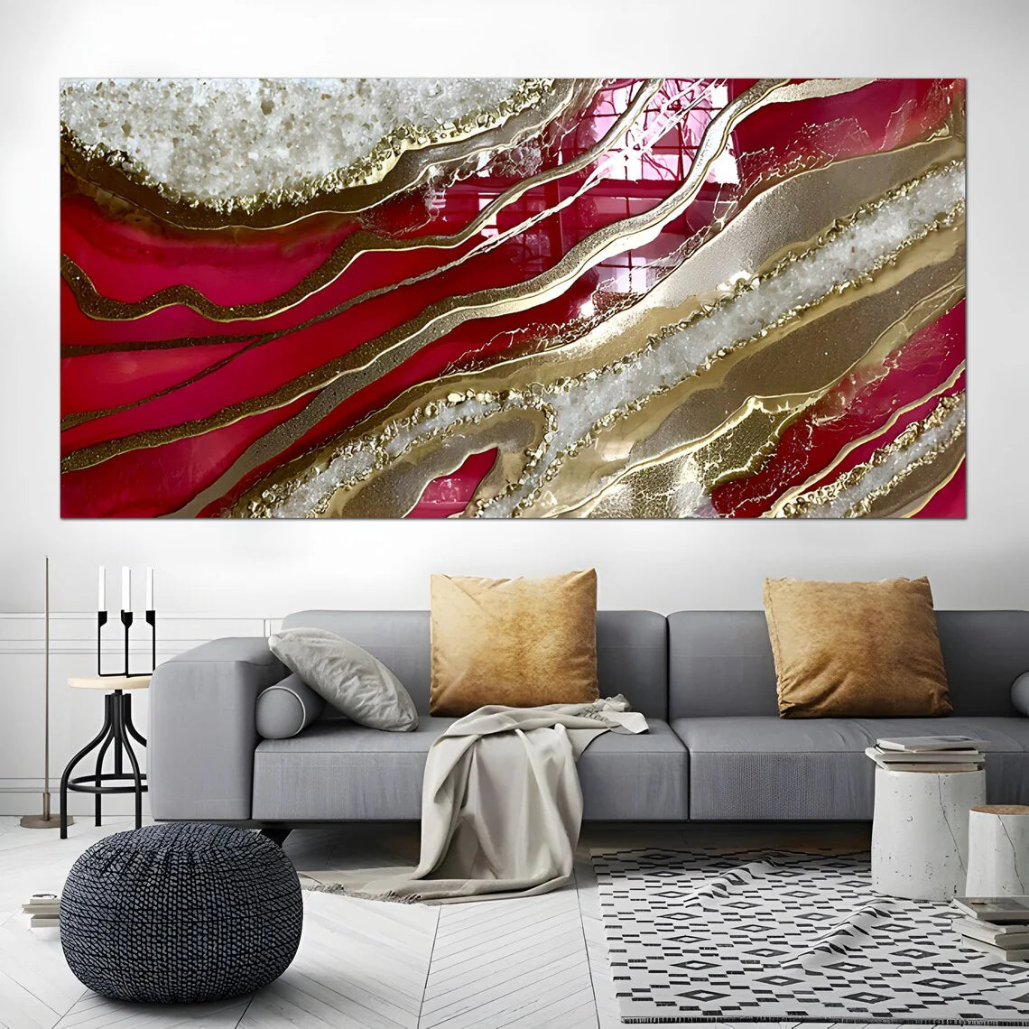 Red Wine Abstract Epoxy Resin Art Wall Hangings and Wall Paintings