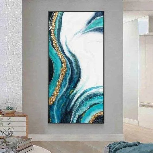 Blue White Abstract Resin Wall Hangings and Wall Paintings - Pacific Resin Art