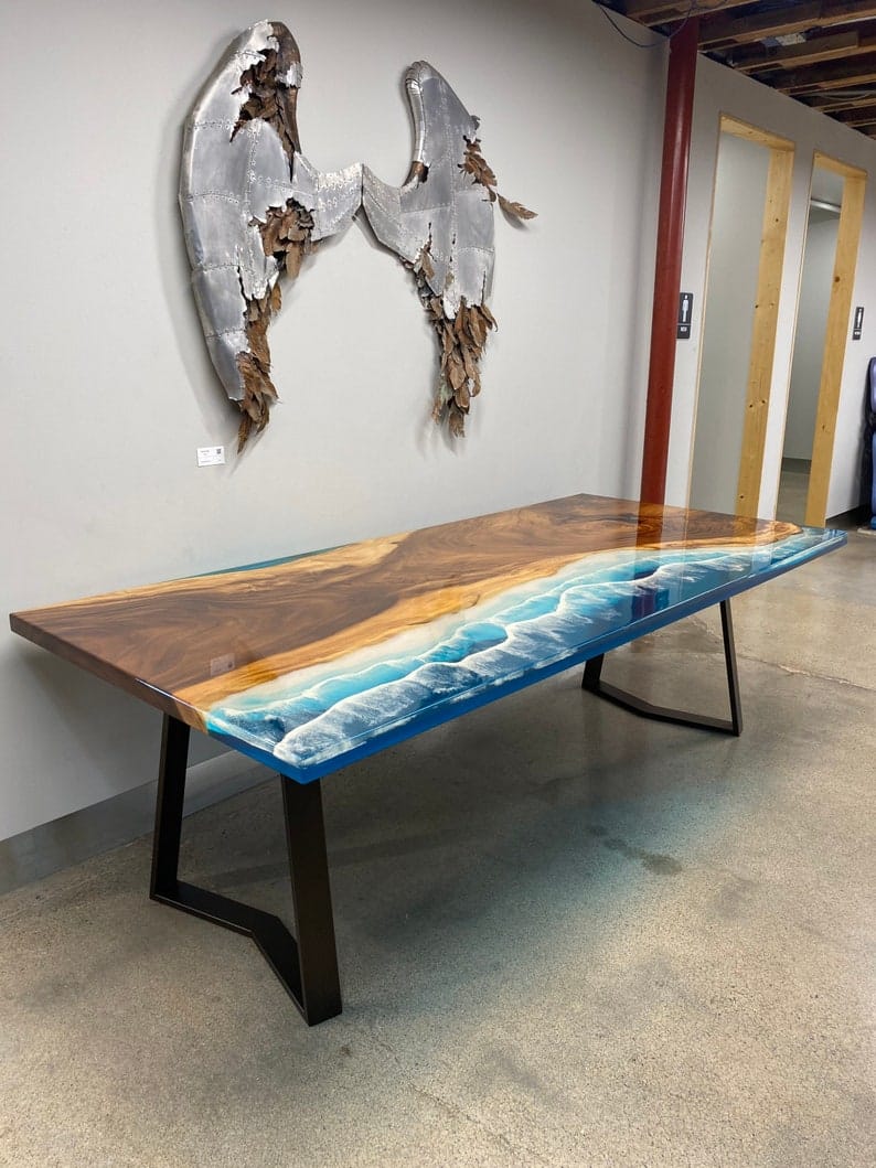 Epoxy resin art Dining table without stand