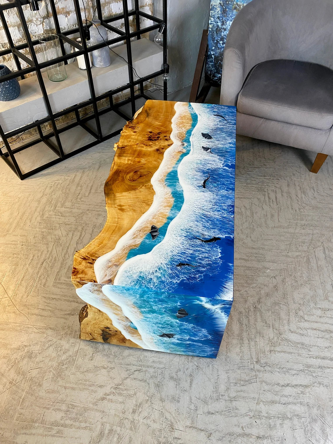 Epoxy resin art table without stand