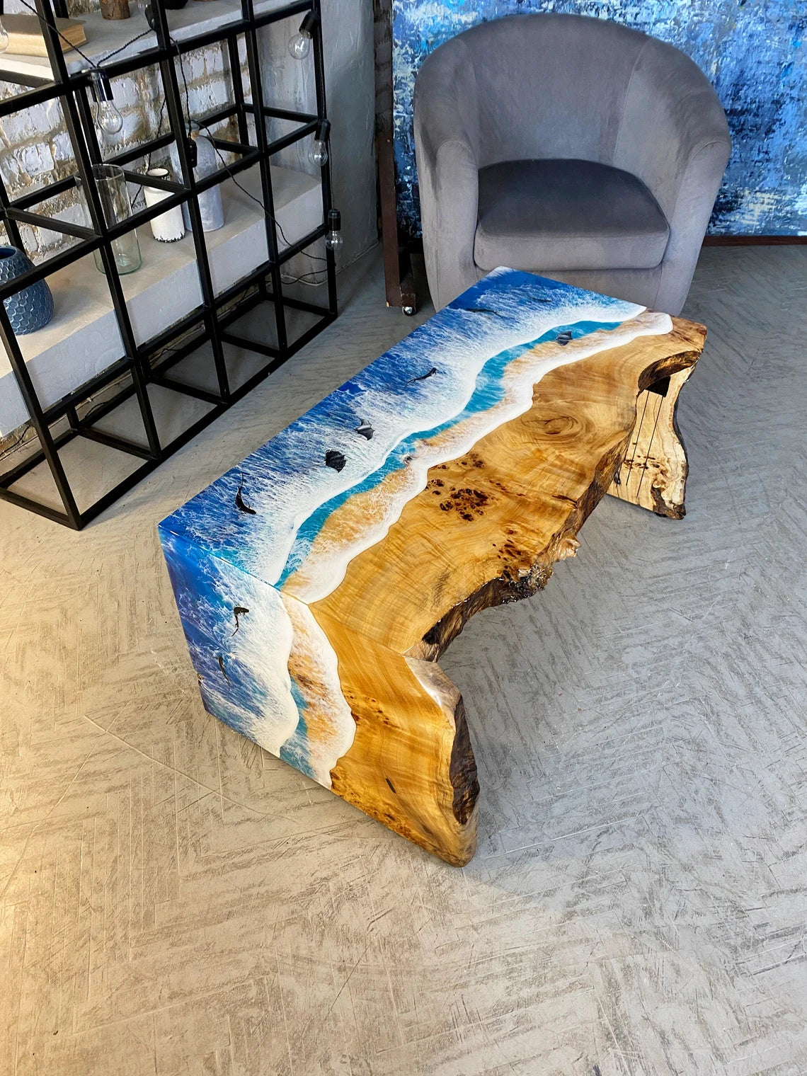 Epoxy resin art table without stand