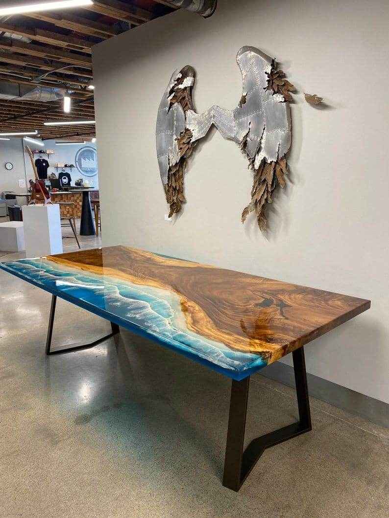 Sienna Wave Ocean Resin Dining Table | Elegant Ocean Resin Design
