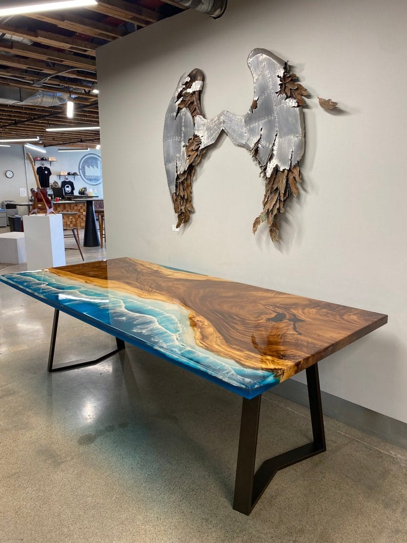 Epoxy resin art Dining table without stand