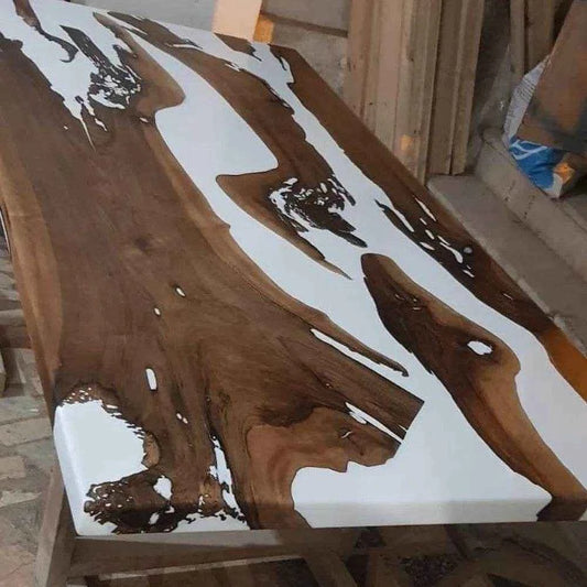 Milky Way Resin Dining table | Precious Wooden Dining Table with legs - Pacific Resin Art
