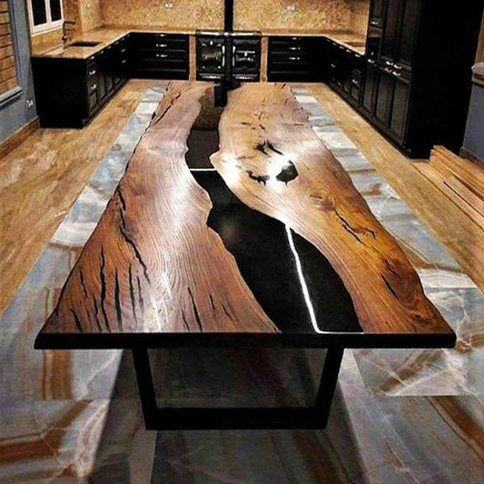 Black River Epoxy Resin Dining table | Premium Resin Home Decor with legs - Pacific Resin Art
