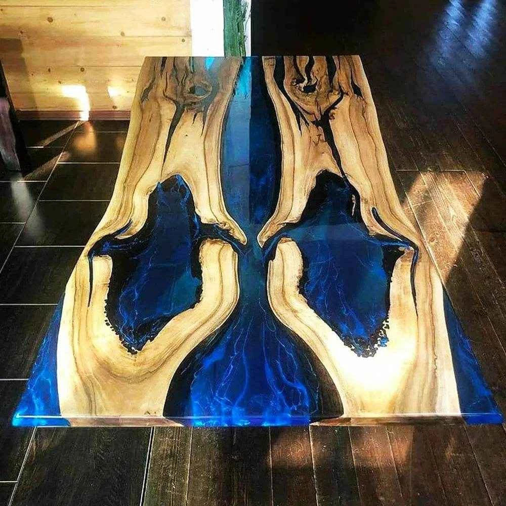 Mystic Blue Ocean Resin Dining table | Luxury Resin Dining Table with legs - Pacific Resin Art
