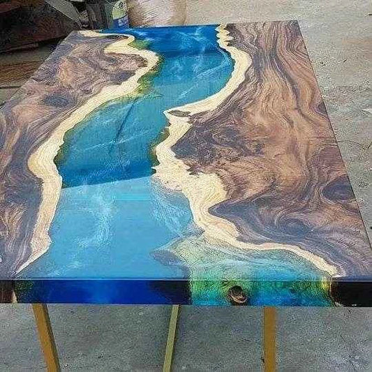 Deep Ocean Epoxy Resin Dining table | Modern Dining Furniture with legs - Pacific Resin Art
