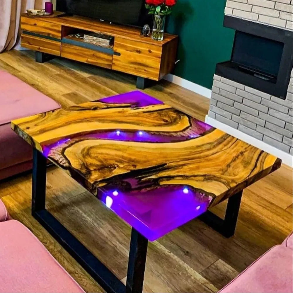 Purple resin art table for home 