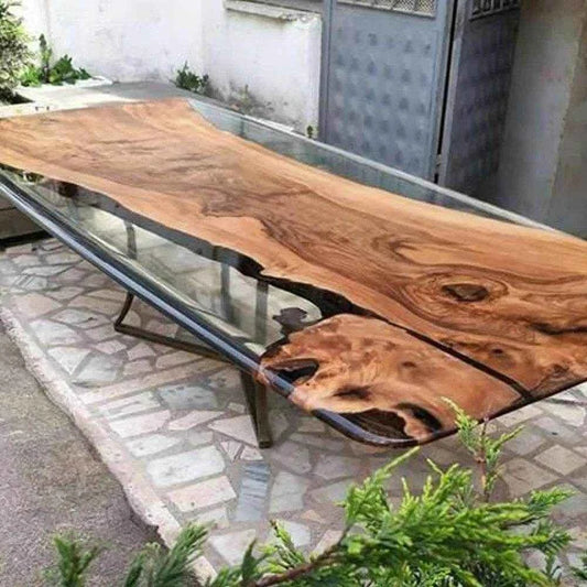 Translucent Wooden Resin Dining table | Luxury Resin Dining Table with legs - Pacific Resin Art