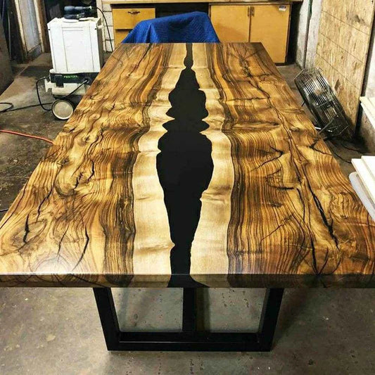 Magnificent Black Epoxy Resin Dining table | Luxury resin art dining furniture with legs - Pacific Resin Art