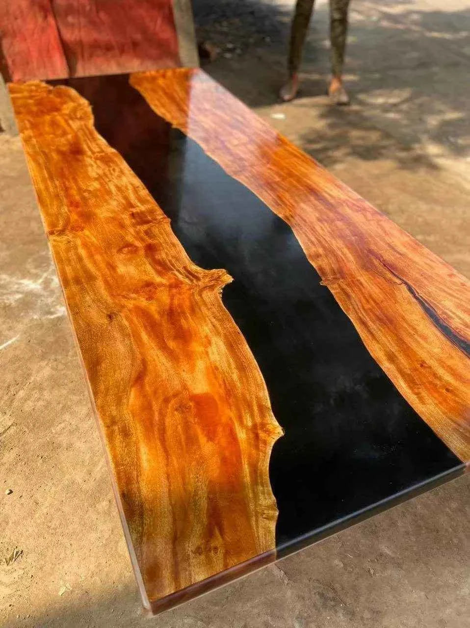 Crystal Canyon Black Resin Dining table with legs - Pacific Resin Art