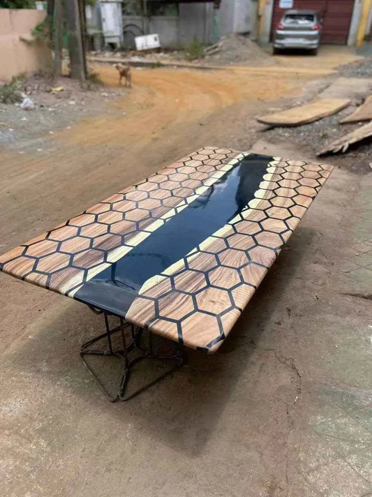 Molten Grace Wooden Resin Dining table - Pacific Resin Art