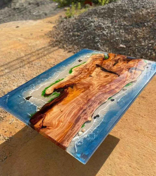 Waveform Ocean Resin Dining table with legs - Pacific Resin Art