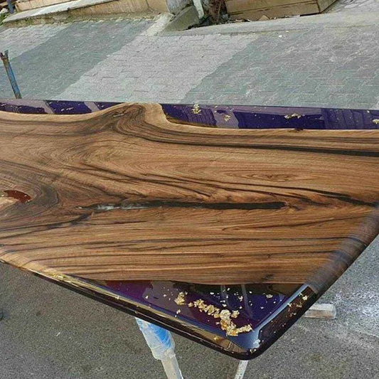 Galaxy Style Wooden Resin Dining table | Attractive Wooden Resin Dining Table with legs - Pacific Resin Art