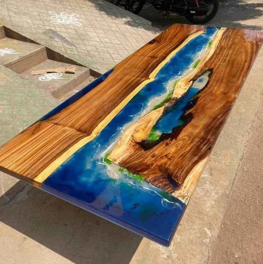 Crafted Charm Ocean Resin Dining table with legs - Pacific Resin Art