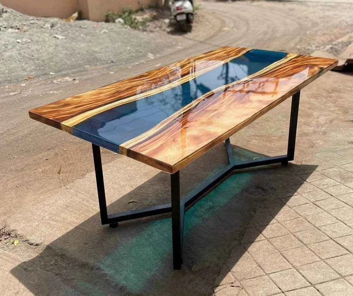 GlossNest Rama Translucent Resin Dining table with legs - Pacific Resin Art
