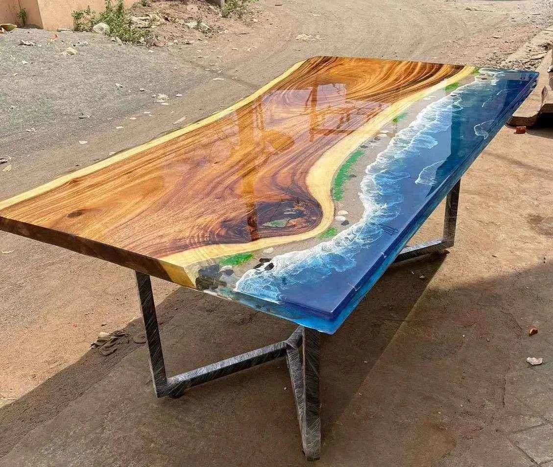Resin Realm RIver Epoxy Dining table with legs - Pacific Resin Art
