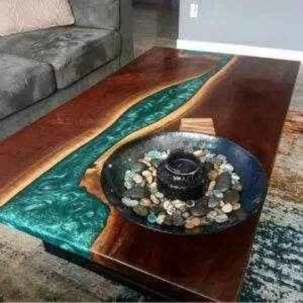 Royal Blue Pearl Resin Dining table | Modern Dining Tables with legs