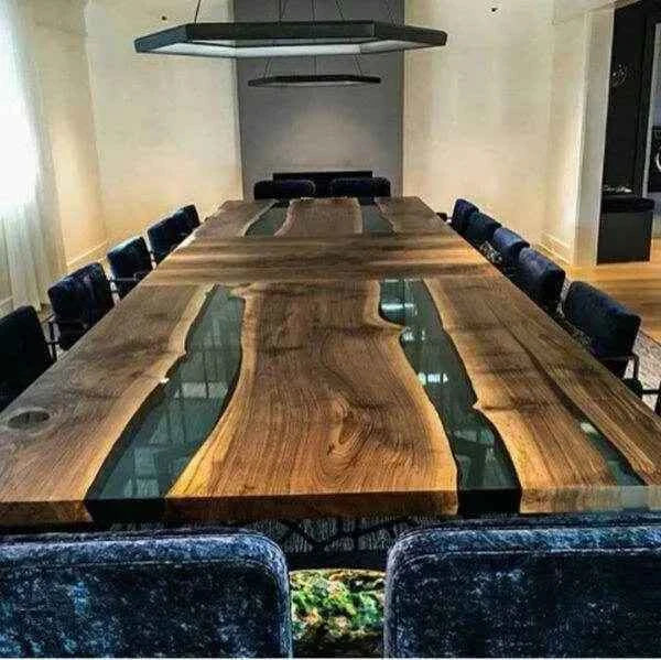 Regal Pearl Green Resin Dining table with legs - Pacific Resin Art