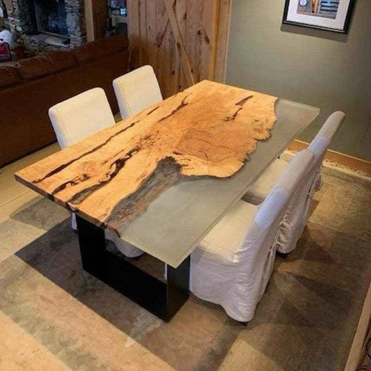 Smoky Grey Resin Dining table | Luxury Resin Dining Table with legs - Pacific Resin Art