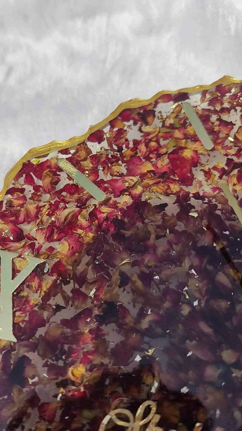 Resin Art Rose Preserved Wall Clock | Resin Wedding Flower & Varmala Preservation - Pacific Resin Art