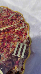 Resin Art Rose Preserved Wall Clock | Resin Wedding Flower & Varmala Preservation - Pacific Resin Art