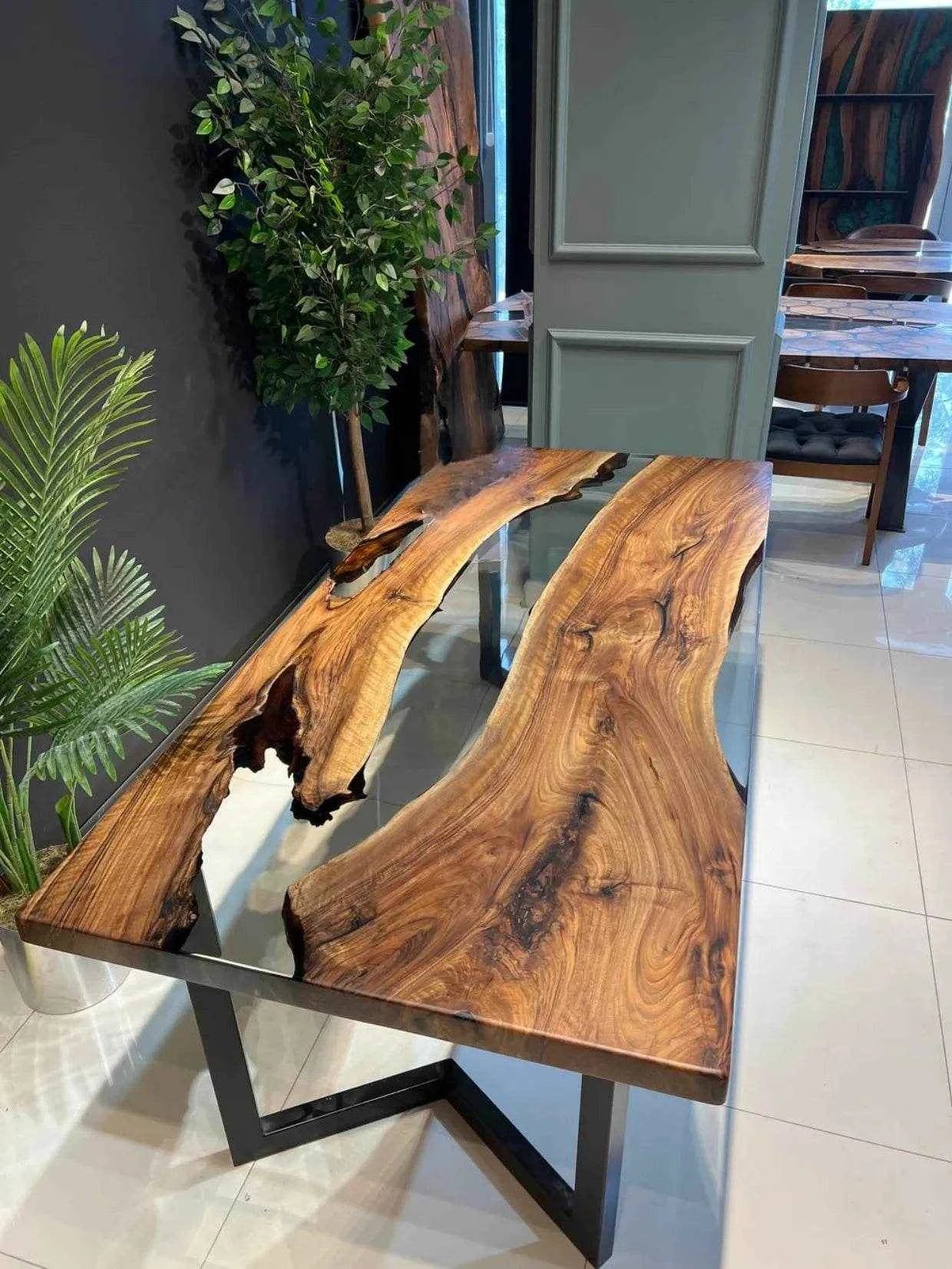 Glory Translucent Wooden Resin Dining table with legs - Pacific Resin Art