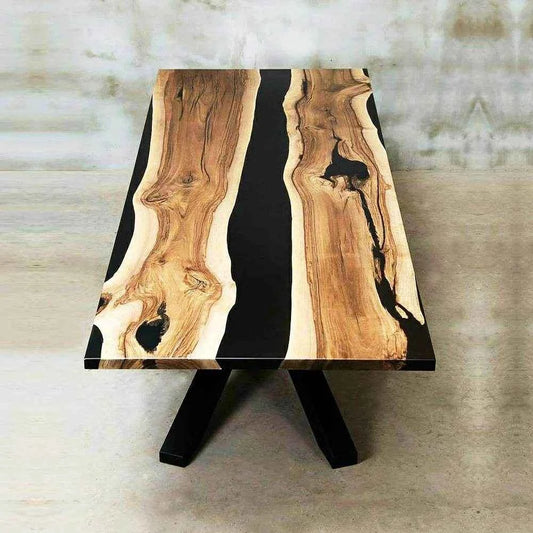 Glossy Black Wooden Resin Coffee Table | Luxury Epoxy resin art table for Home Decor - Pacific Resin Art