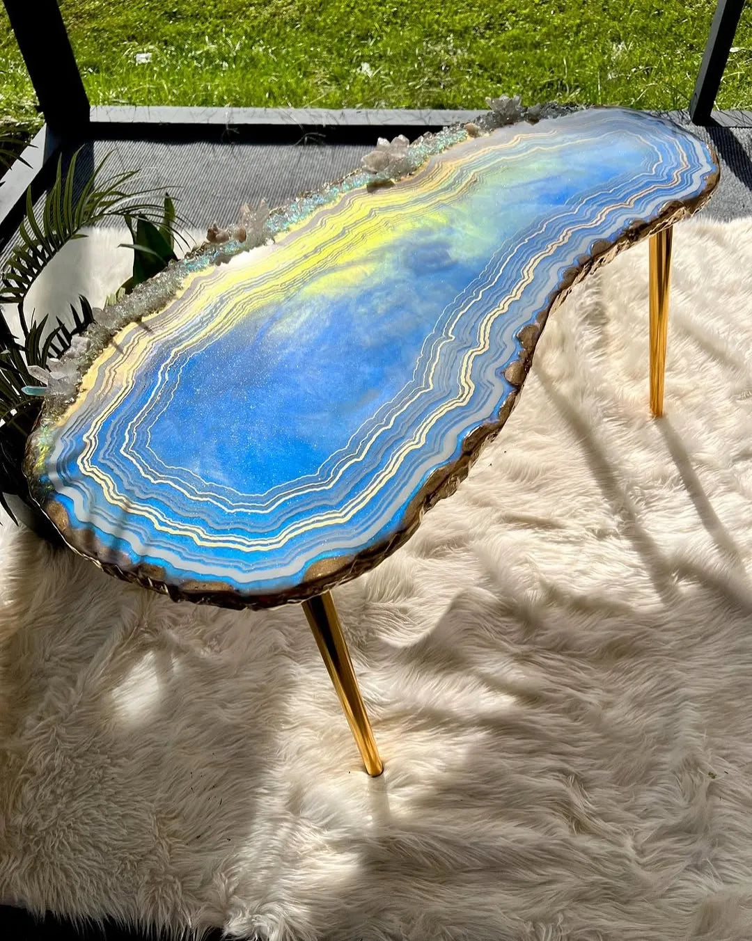 Tranquil Glow Handcrafted Resin Coffee Table