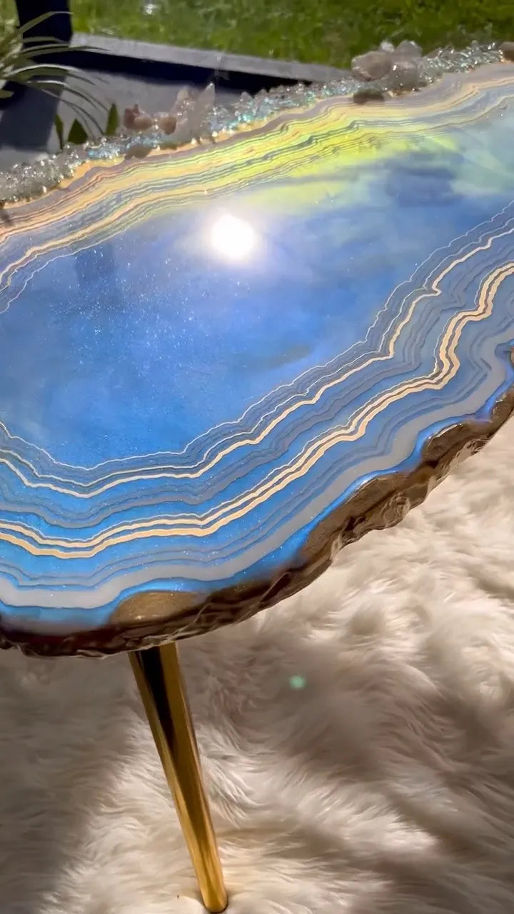 Tranquil Glow Handcrafted Resin Coffee Table