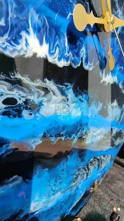 Hublot blue waves Resin wall clock | Luxury Wall Clock For Decor - Pacific Resin Art