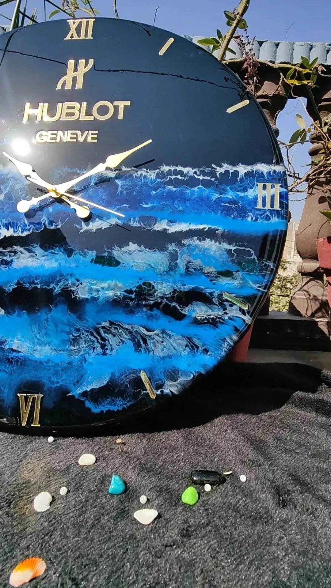 Hublot blue waves Resin wall clock | Luxury Wall Clock For Decor - Pacific Resin Art