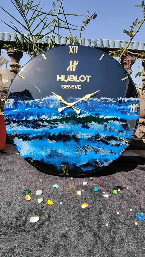 Hublot blue waves Resin wall clock | Luxury Wall Clock For Decor - Pacific Resin Art