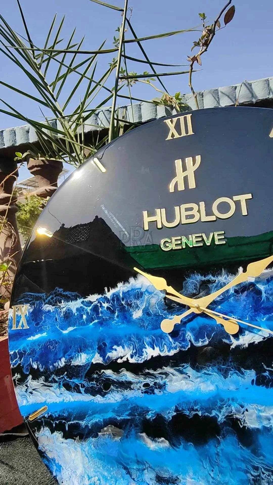 Hublot blue waves Resin wall clock | Luxury Wall Clock For Decor - Pacific Resin Art