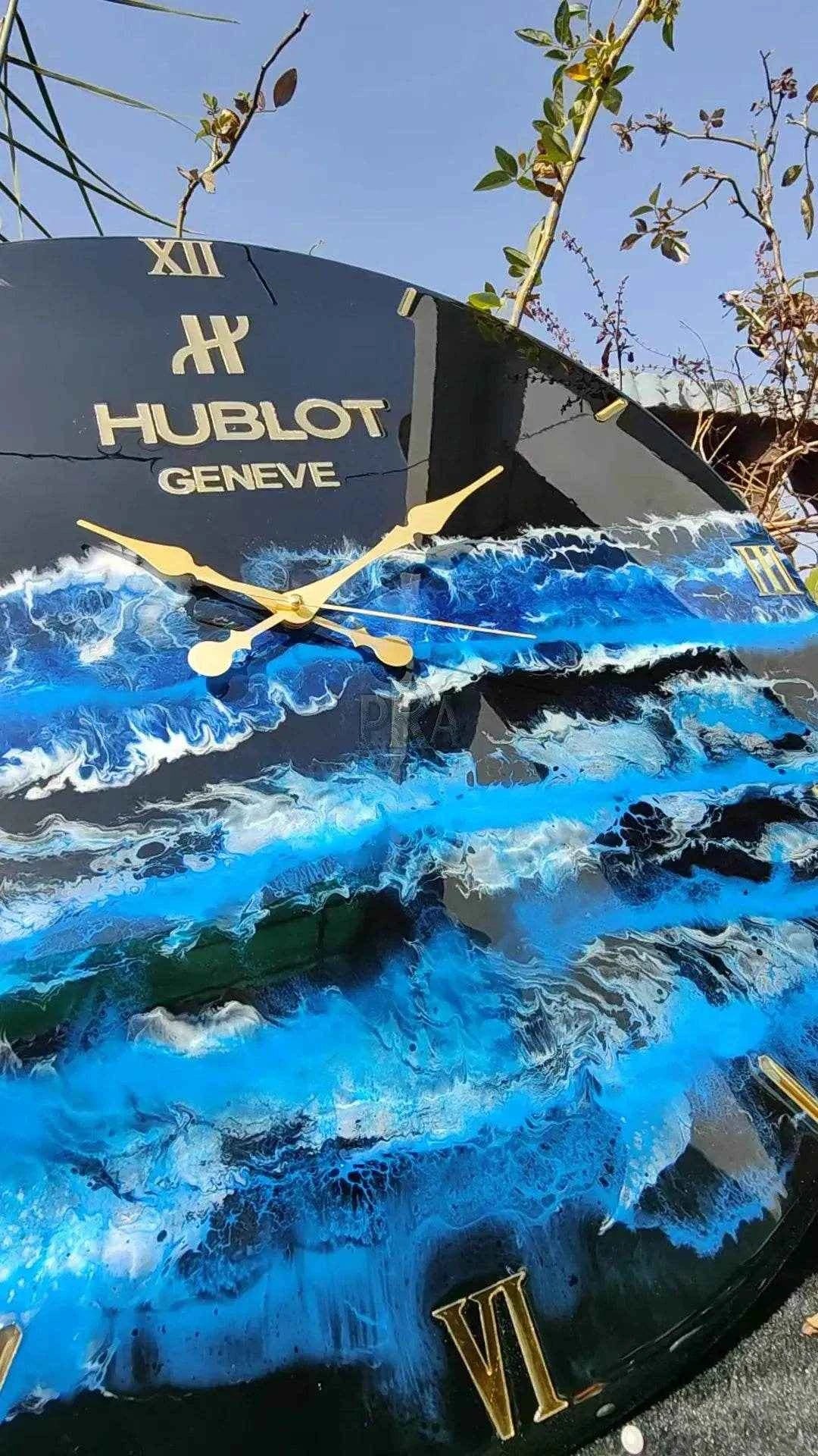 Hublot blue waves Resin wall clock | Luxury Wall Clock For Decor - Pacific Resin Art