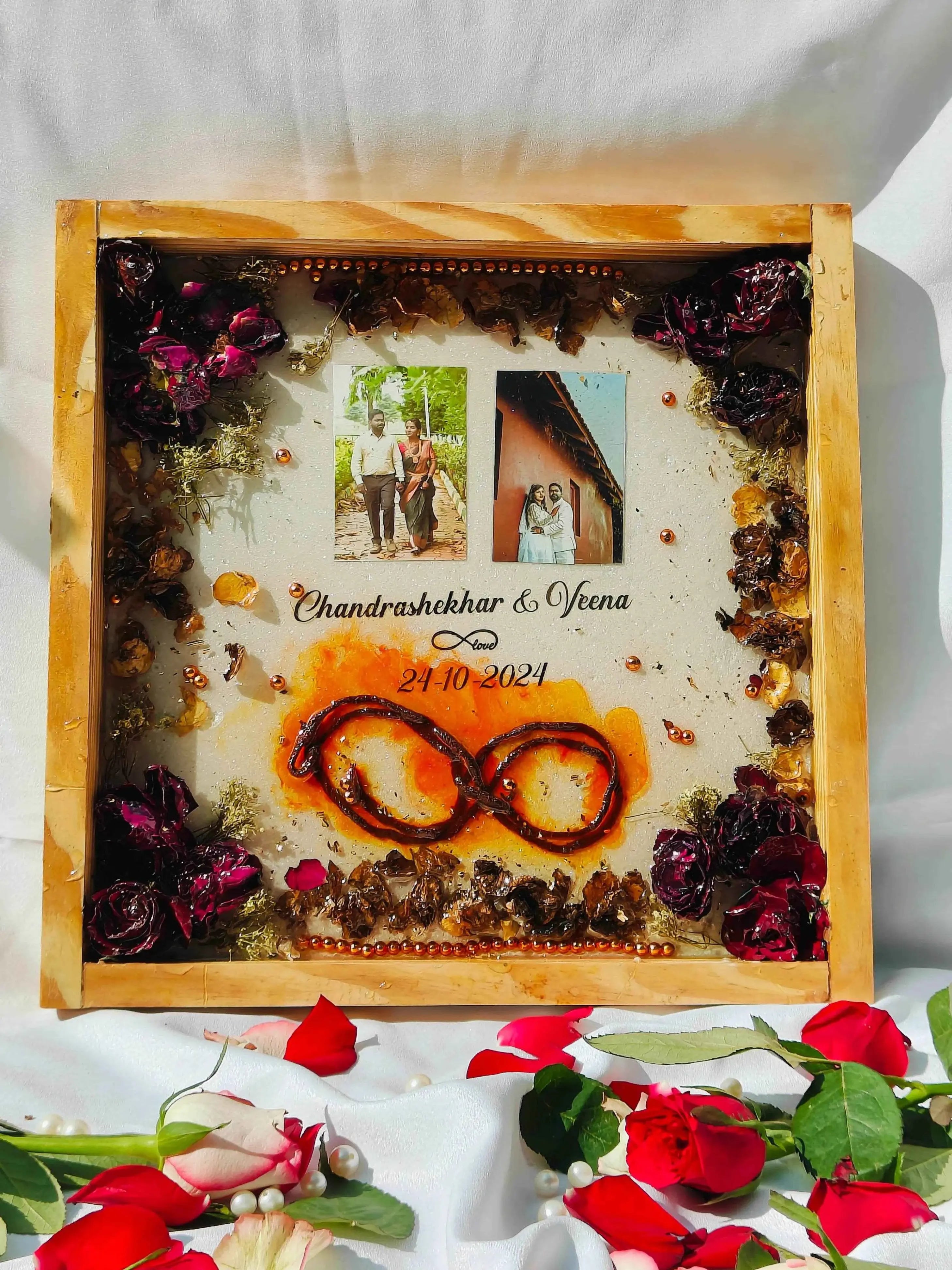 Lovers Thread Resin Varmala Preservation Frame - Pacific Resin Art