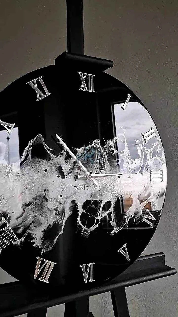 Black Snow Resin Wall Clock | Premium Decor - Pacific Resin Art
