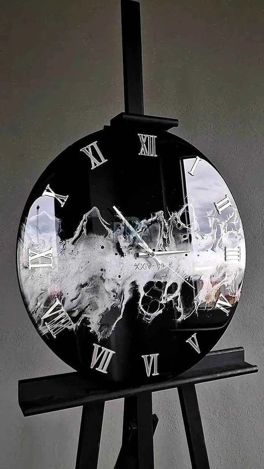 Black Snow Resin Wall Clock | Premium Decor - Pacific Resin Art
