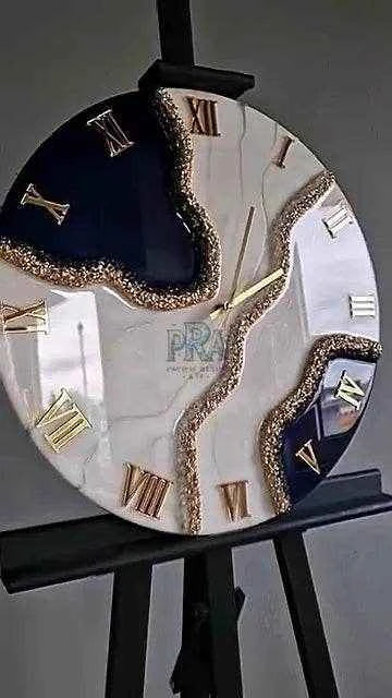 Blue Geode Resin Art Wall Clock | Luxury Wall Clocks - Pacific Resin Art