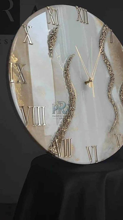 Creamy Stones Resin Wall Clock | Modern Home Decor - Pacific Resin Art
