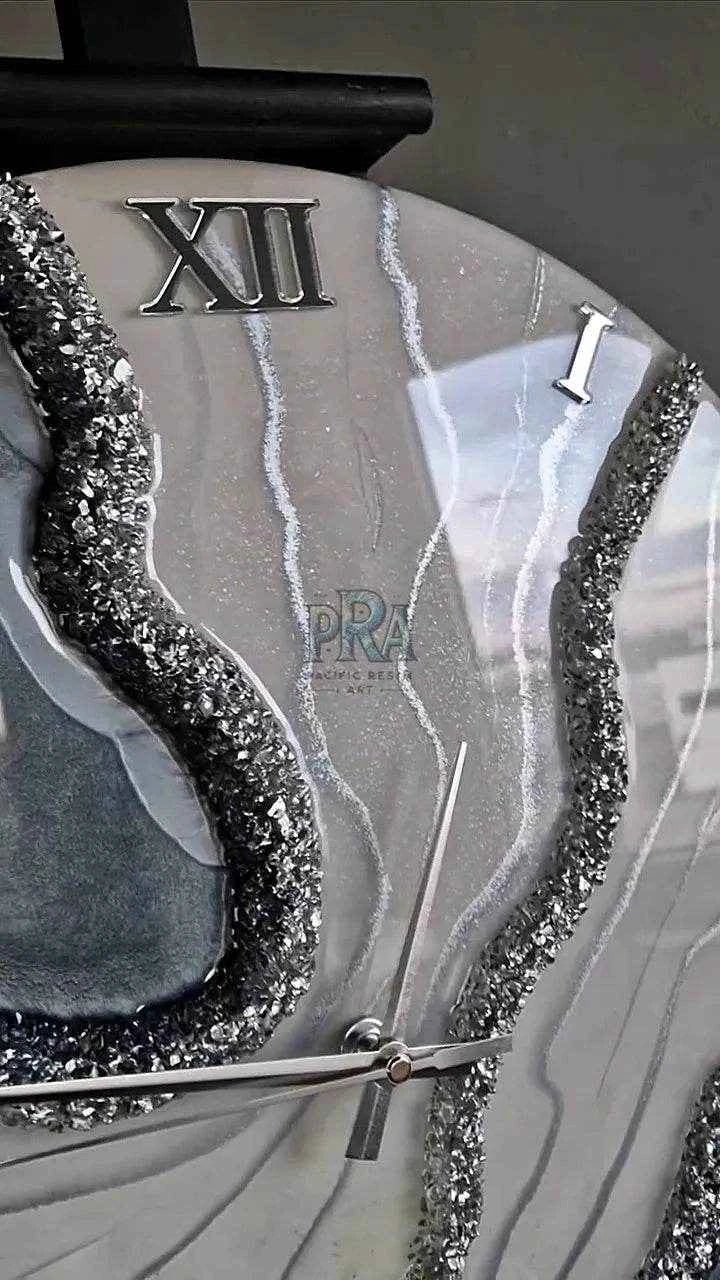 Grey Pearl Resin Wall Clock | Unique Wall Clock - Pacific Resin Art