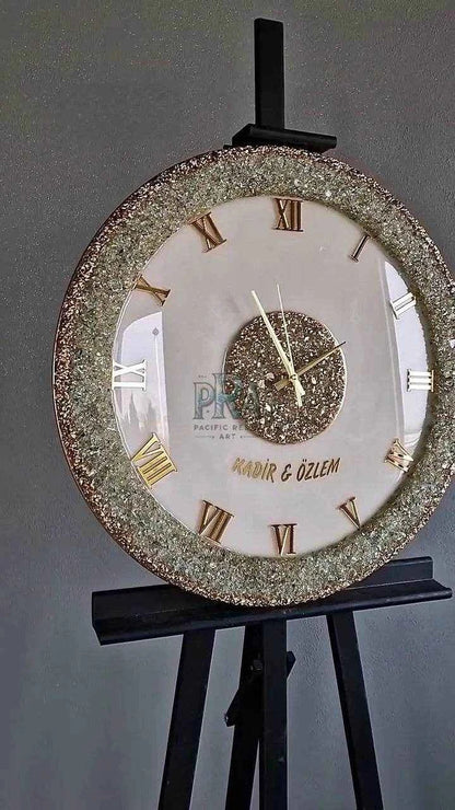 Glittering Resin Wall Clock | Luxury wall decor - Pacific Resin Art