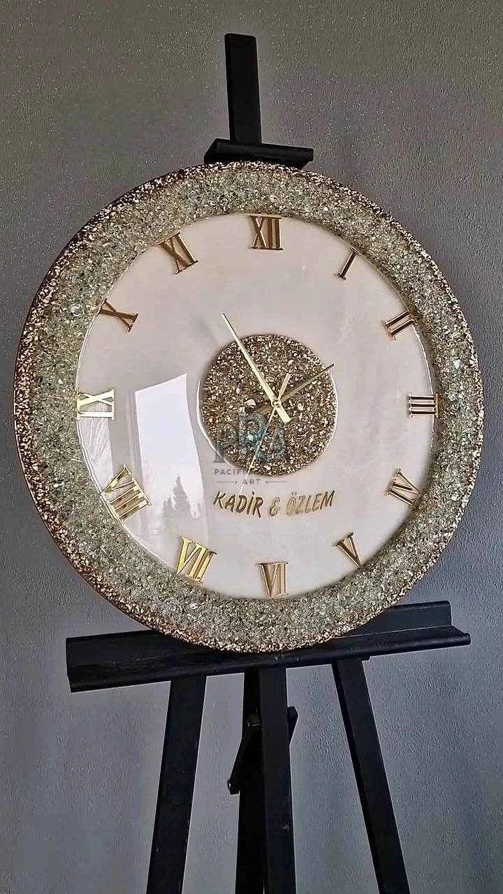 Glittering Resin Wall Clock | Luxury wall decor - Pacific Resin Art