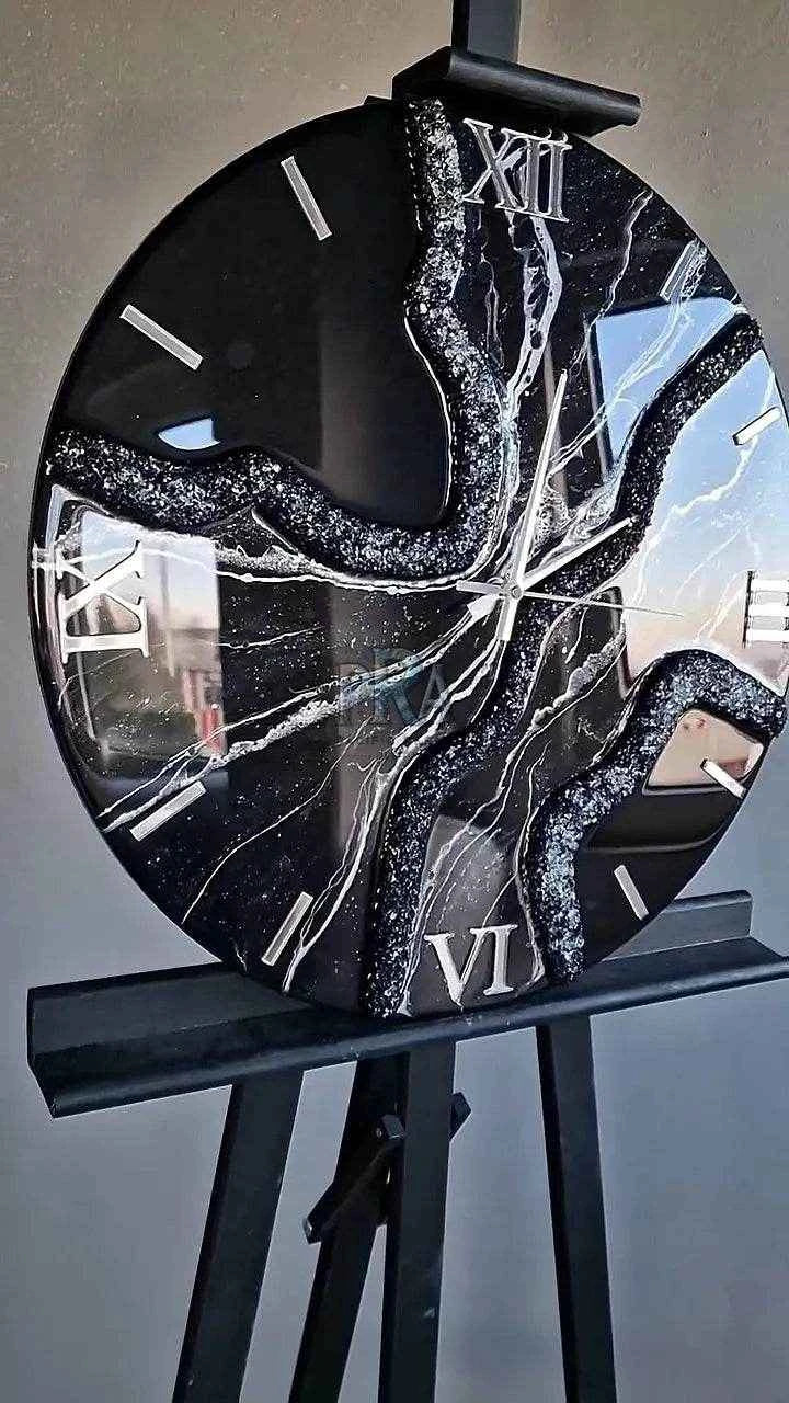 Geode Black Resin Wall Clock - Pacific Resin Art
